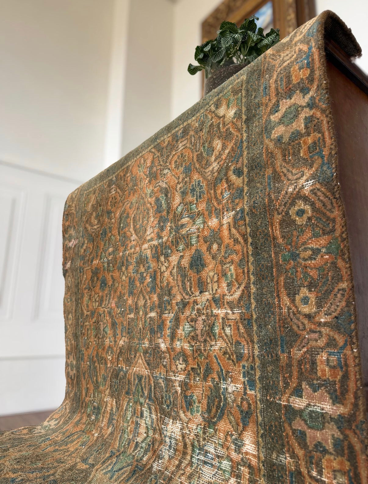 Vintage Moss & Teal Oushak circa 1920-1940 3’9 x 6’