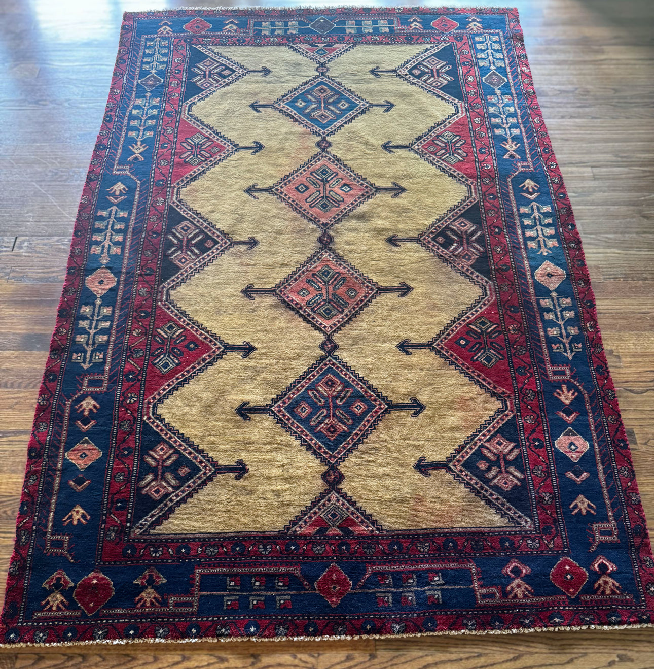 Vintage Nomadic Kazak Rug with Arrow Medallions 4’9 x 7’5