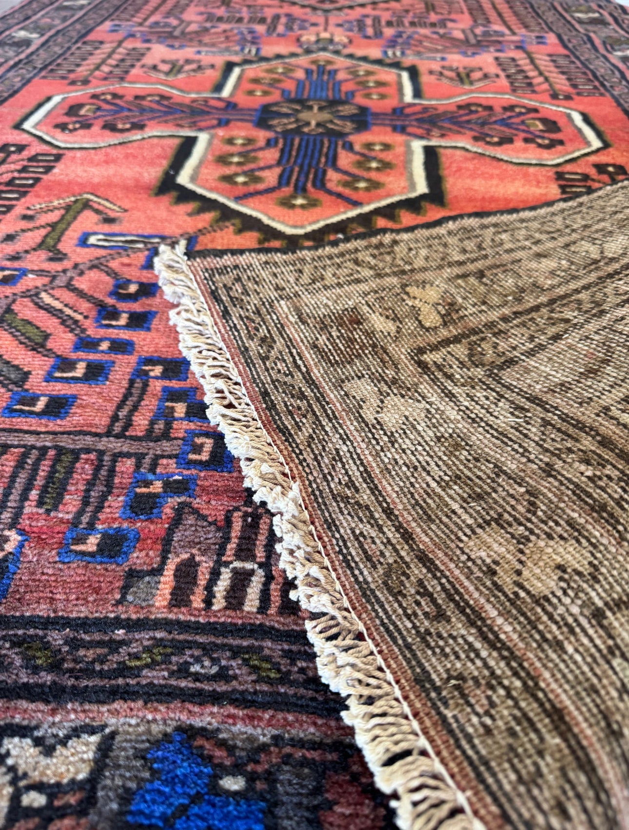 Vintage Cobalt Heriz Runner | 3’6 x 9’1 | Circa 1950s–1970s