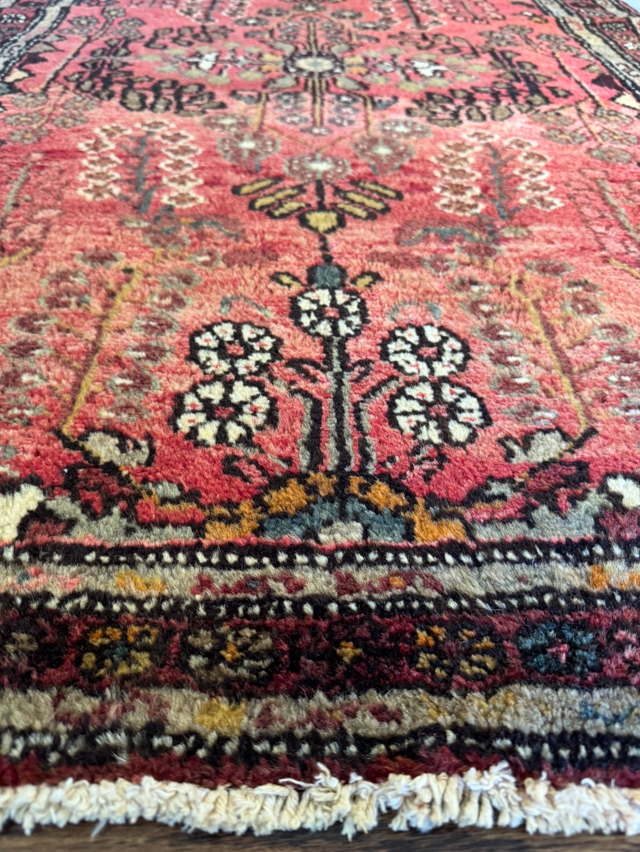 Vintage Persian pomegranate Hamadan Runner | 3’7 x 9’9 | Circa 1940s–1960s