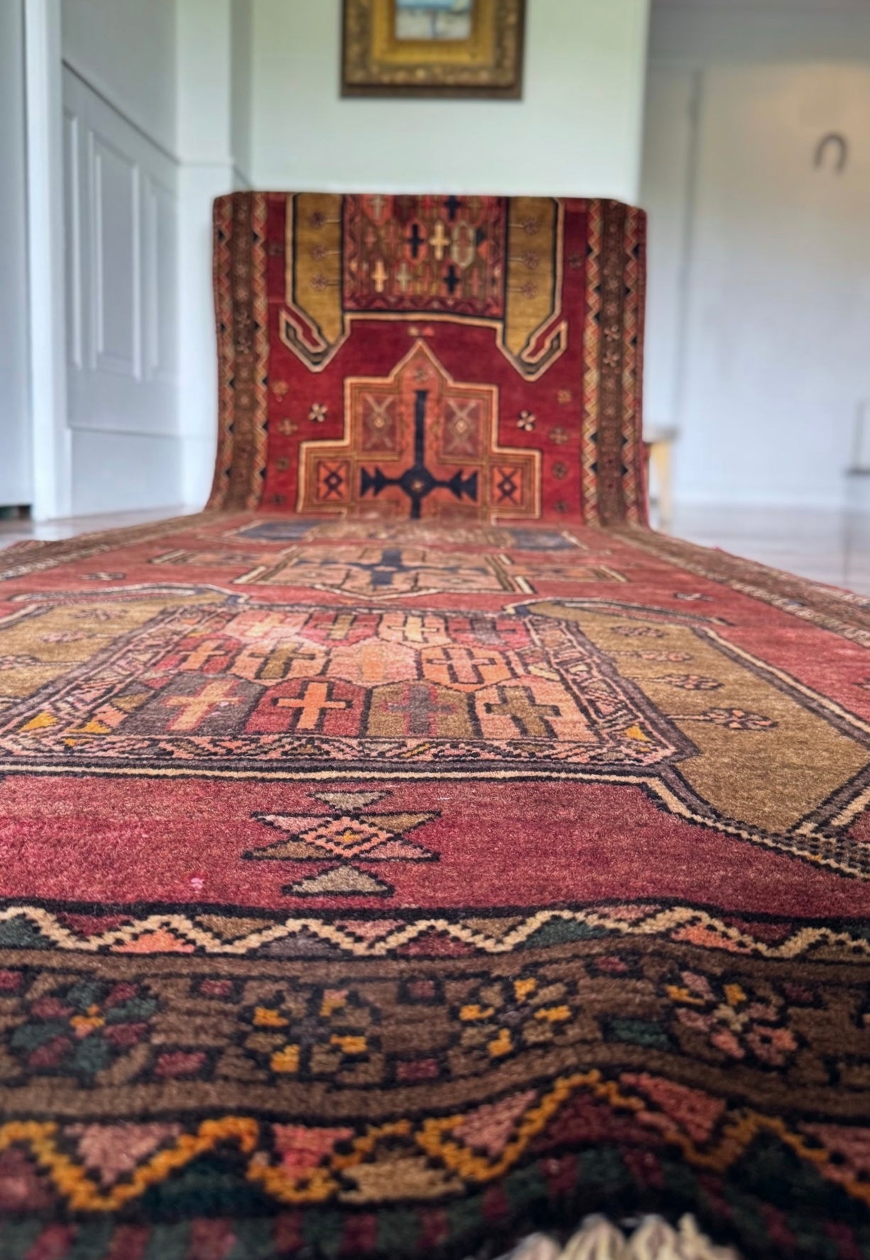 Vintage Anatolian Crosses Rug 4’2x12’9
