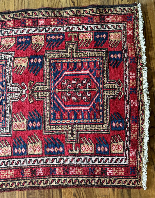 Vintage Red Framework Runner 3’3 x 10