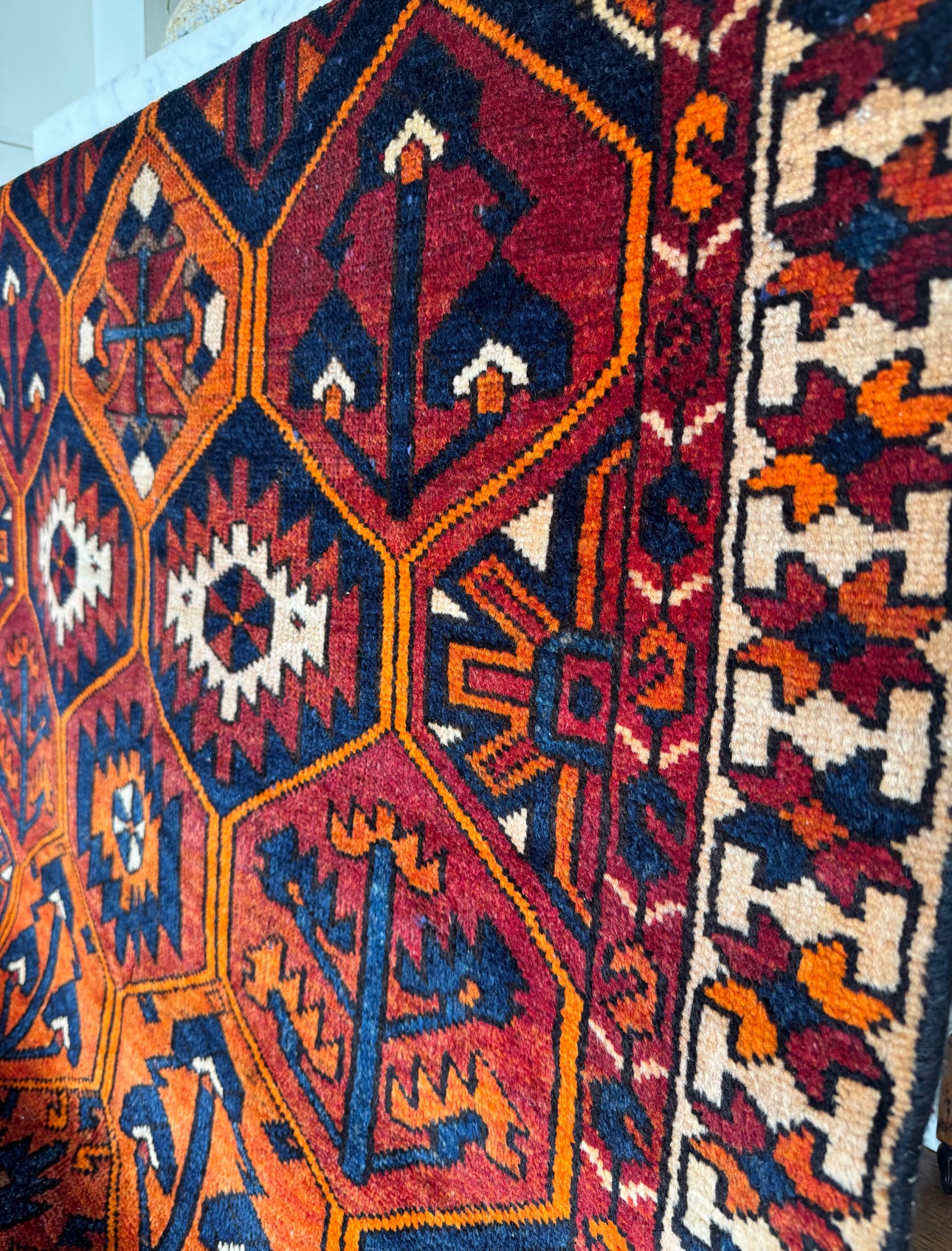 Vintage Ironroot Kazak rug 4’3 x 6’3 circa 1935-1950
