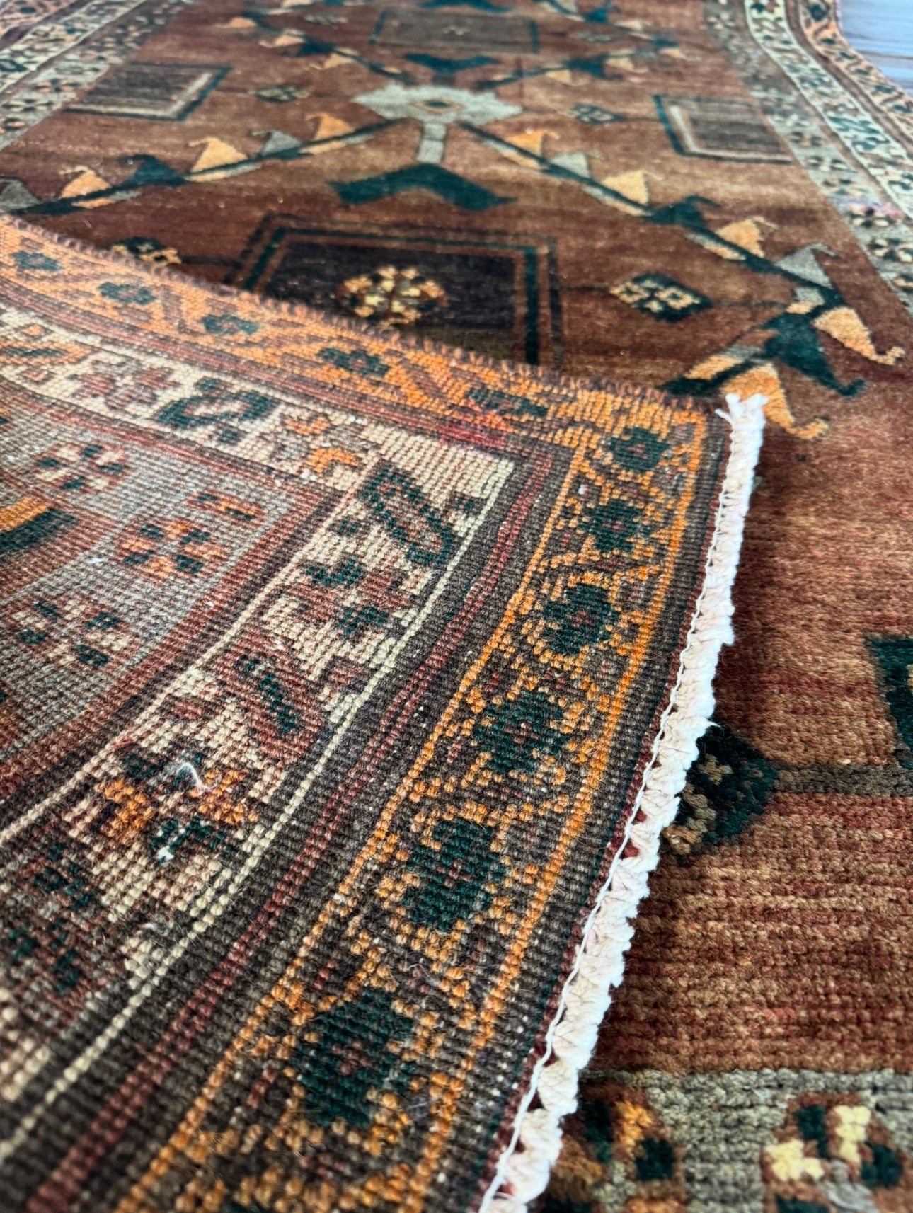 Antique Afshar Copper Sky Runner 3’8” × 9’5” | Circa 1910–1930