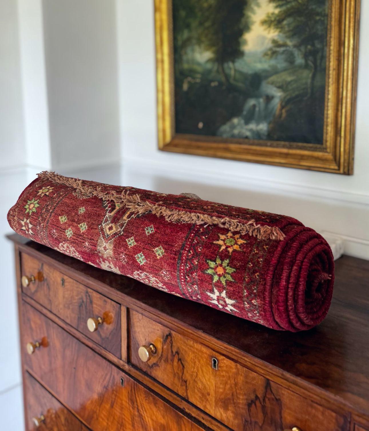 Ruby Star-Chain Herki Runner — 2’8” x 12’3” circa 1935-1955