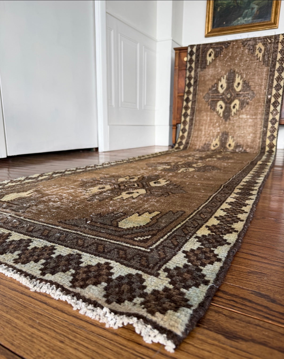 Vintage Bone Column Runner 2’10” x 10’6” circa 1900-1930