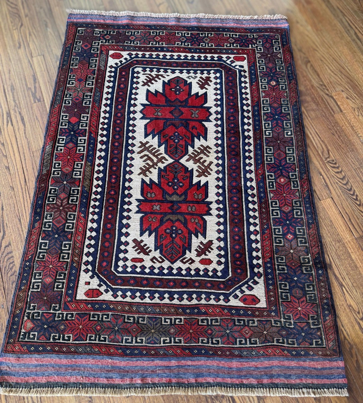 Vintage Rose & Ivory Totem 4’ x 6’2 Circa 1920s–1940s