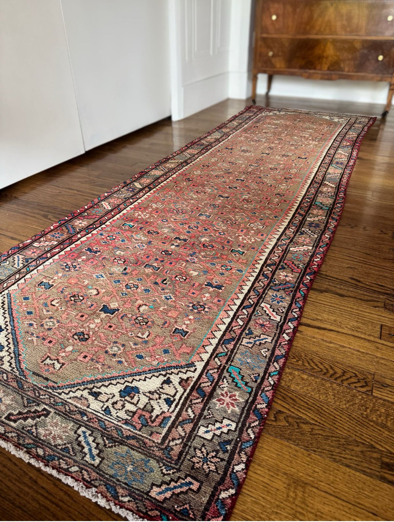 Vintage Blush Bijar runner 3’ x 9’6