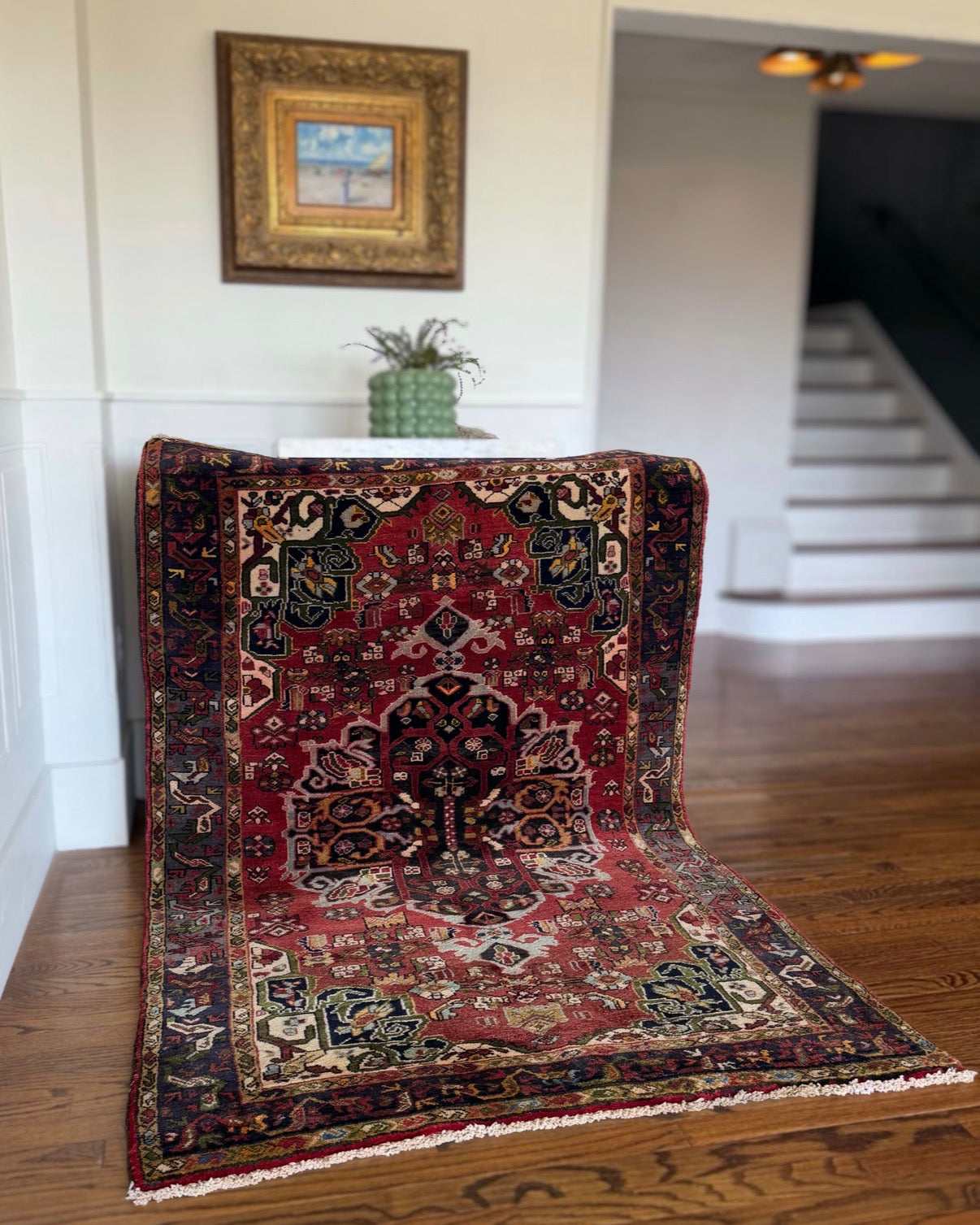 Vintage Crimson Relic Heriz 4’2 x 6’2 circa 1920-1940