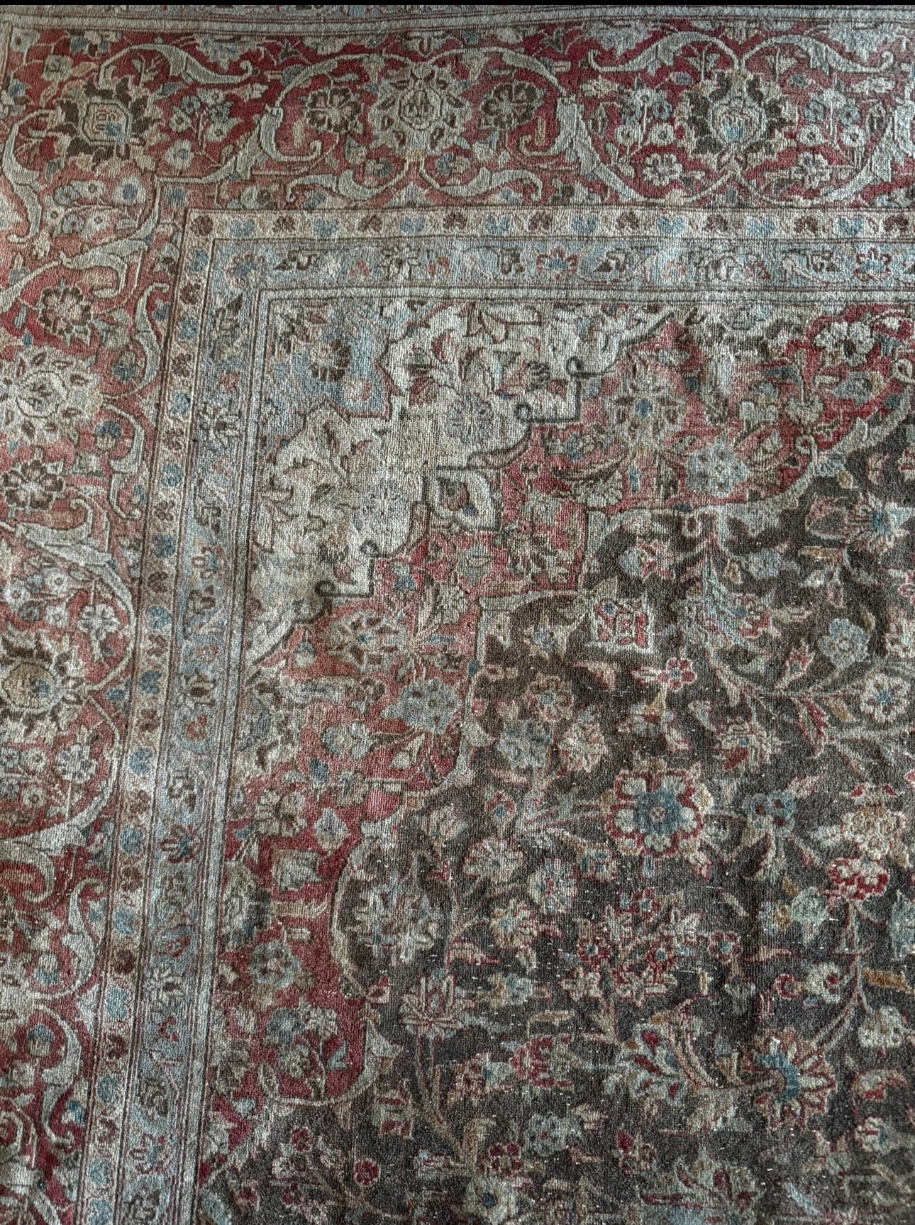 Antique Persian Tabriz/Kashan – Medallion & Shah-Abbas Floral rug 9’5 x 13’2