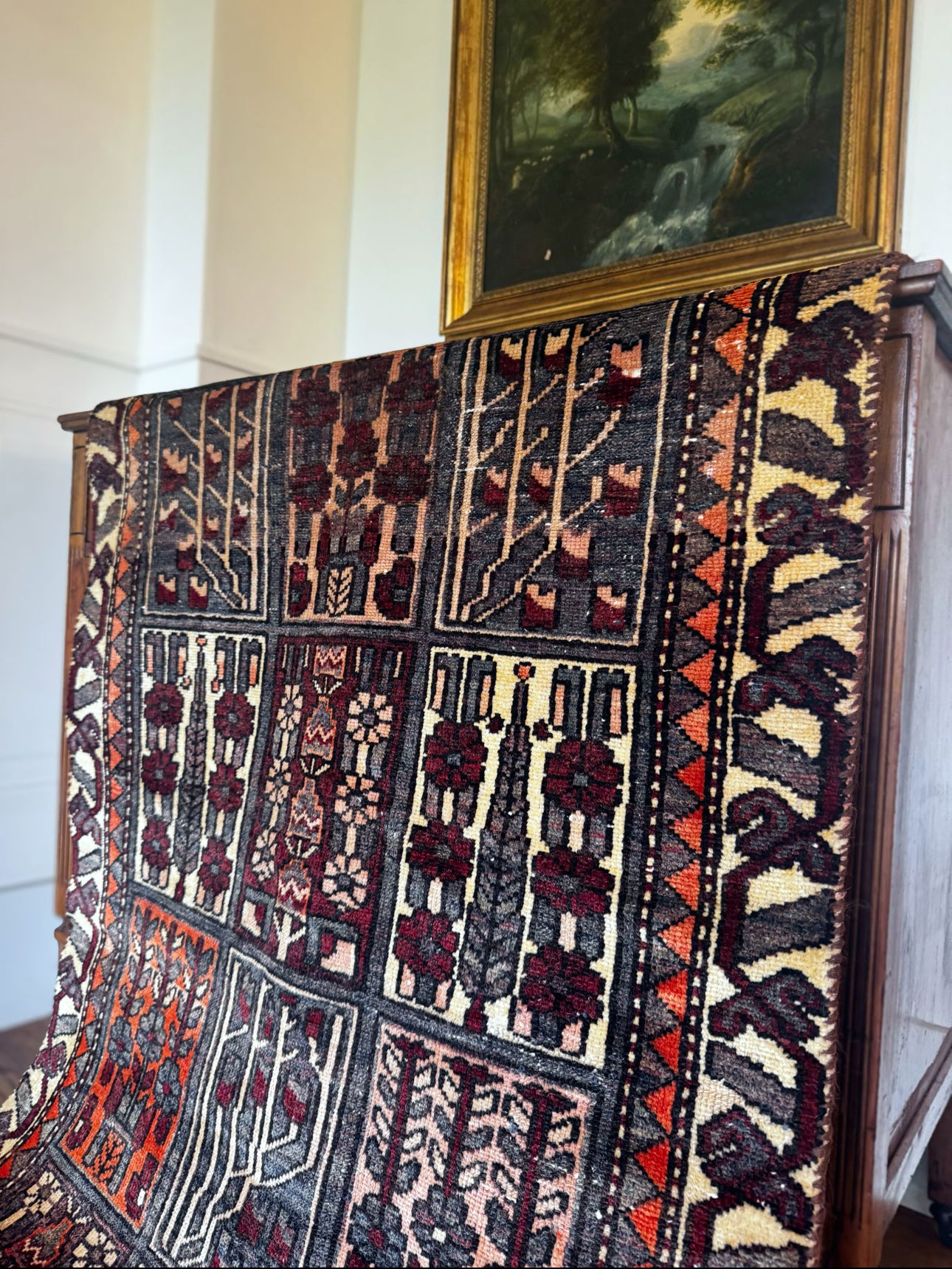 Vintage Baluch Garden Panel Rug, 3’2″ × 5’1″