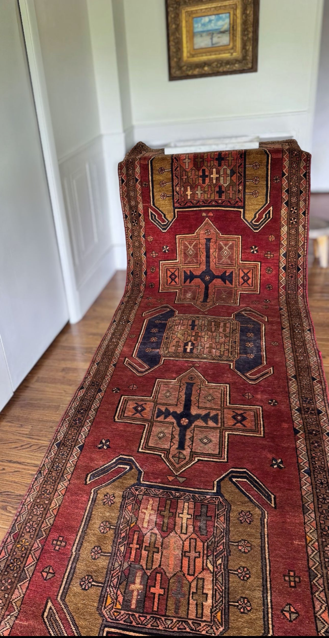 Vintage Anatolian Crosses Rug 4’2x12’9