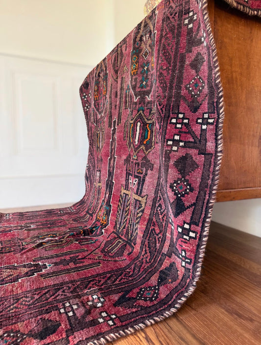 Vintage Baluch Gallery Rug 4’4 x 8’4 circa 1940-1950