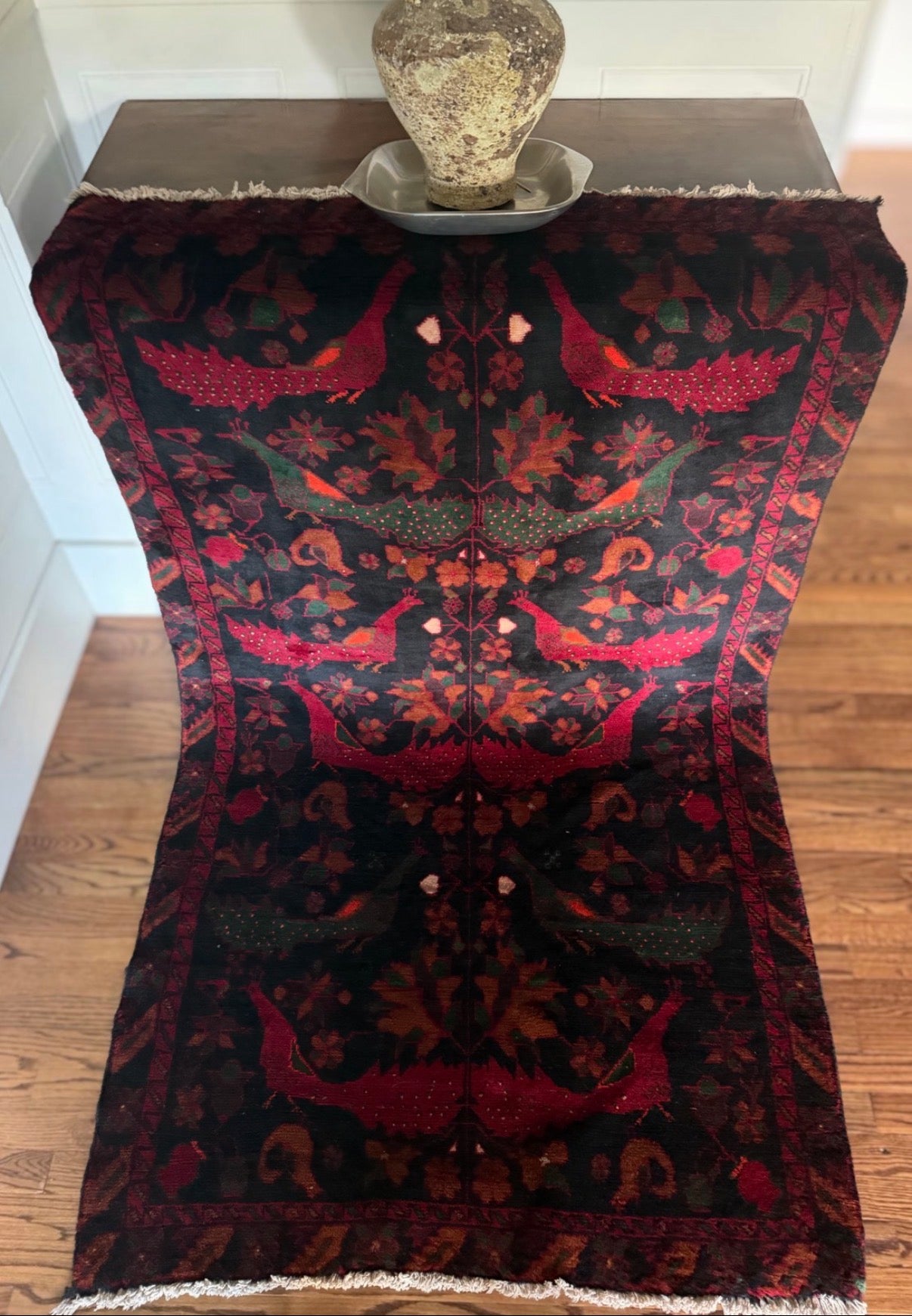 Vintage Peacock Nocturne Rug 3’8 X 6’6 circa 1950-1960
