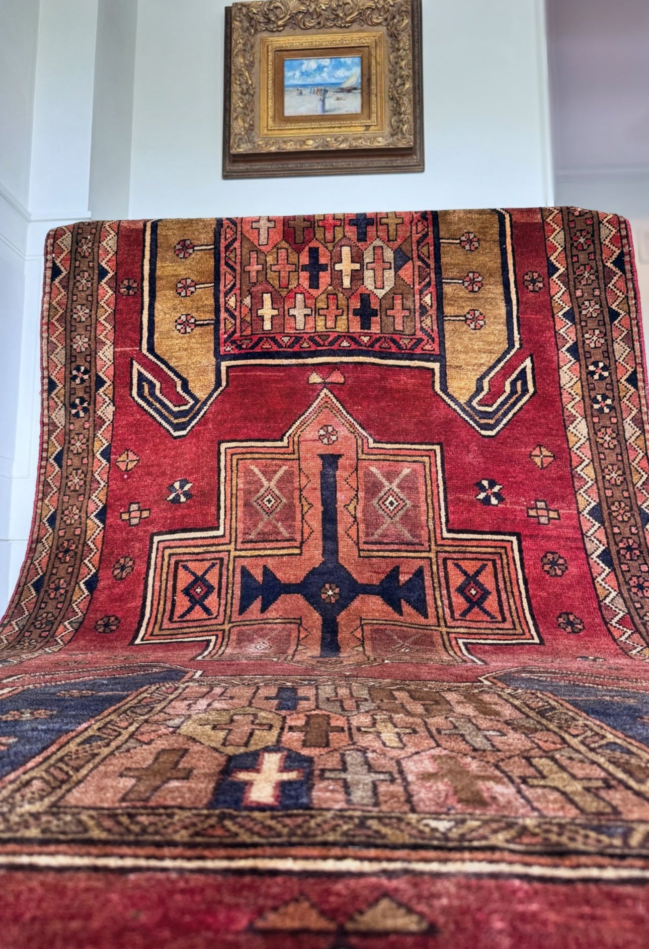 Vintage Anatolian Crosses Rug 4’2x12’9