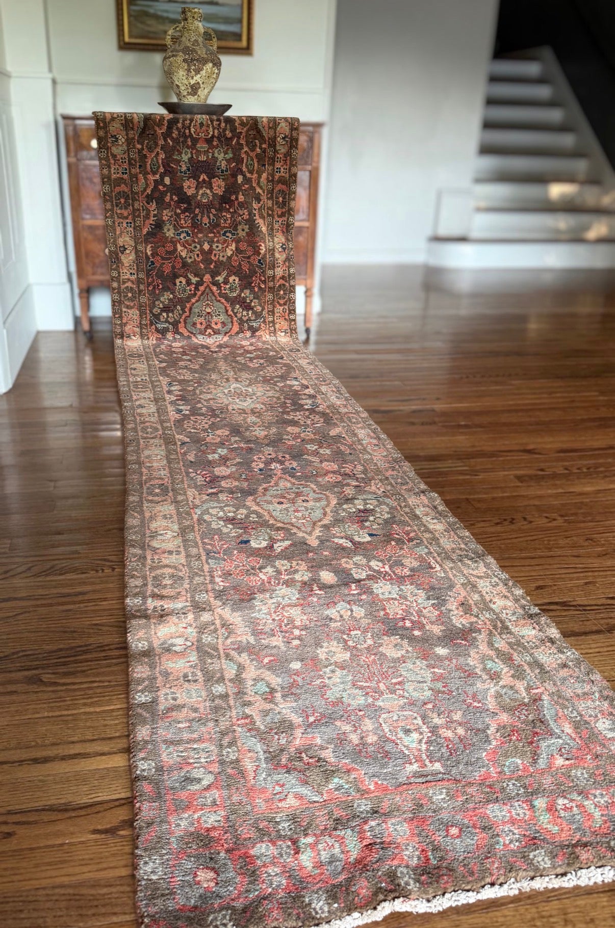 Vintage Burnished Hall Runner 2’9 x 12’3 circa 1940-1950