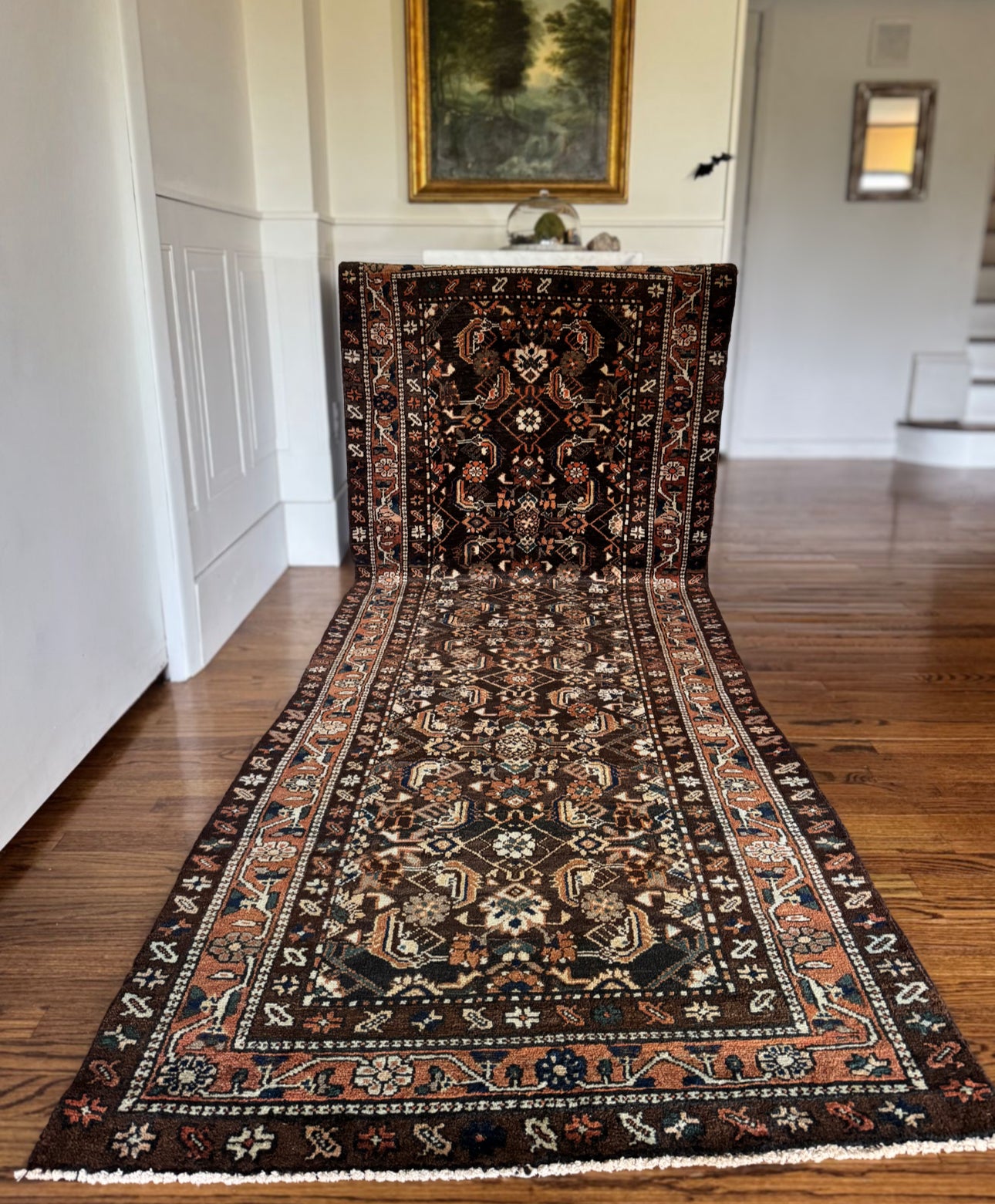 Vintage Walnut Diamond Malayer 3’6 x 10’1