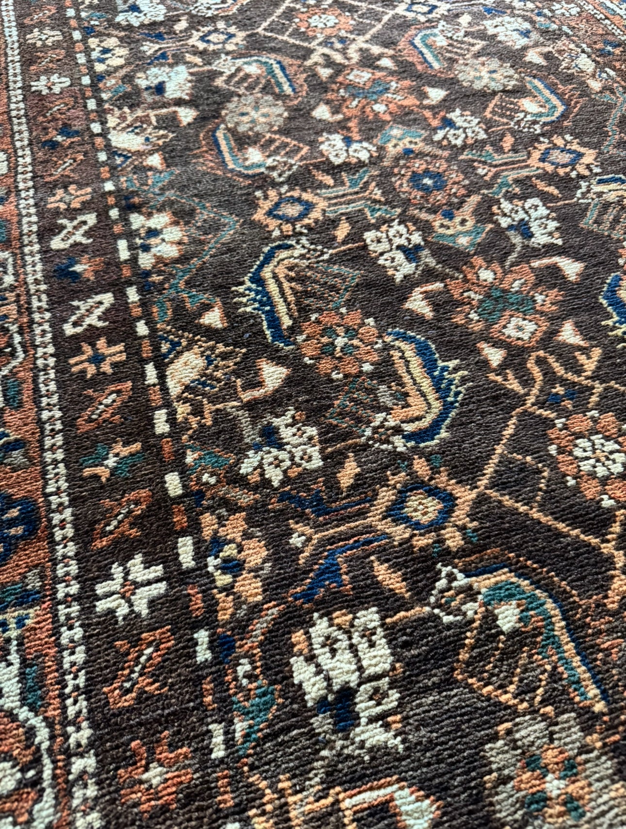 Vintage Walnut Diamond Malayer 3’6 x 10’1
