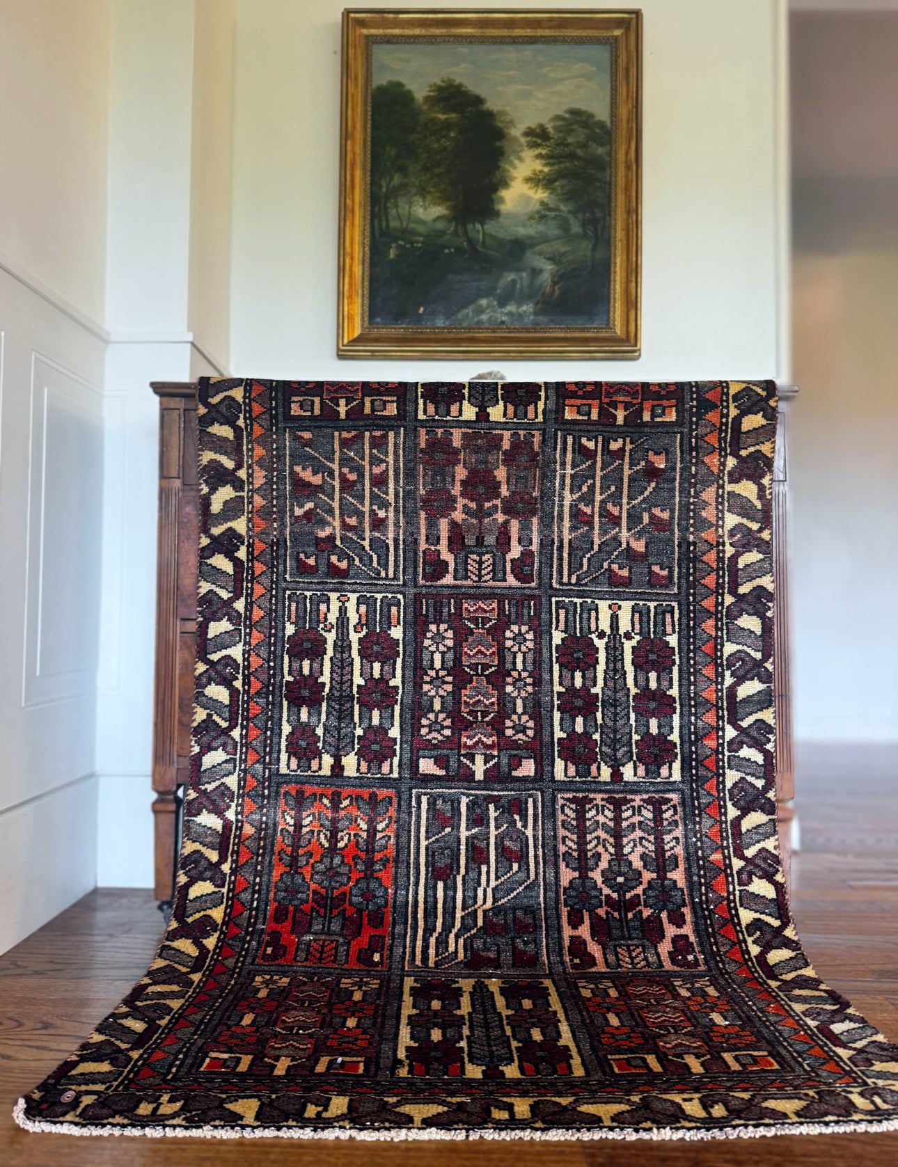Vintage Baluch Garden Panel Rug, 3’2″ × 5’1″