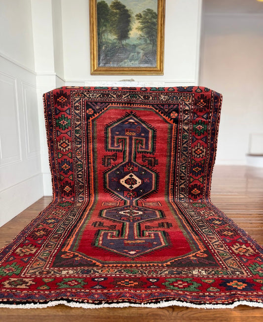 Vintage Raspberry Column 4’4 x 7’4 circa 1945-1965