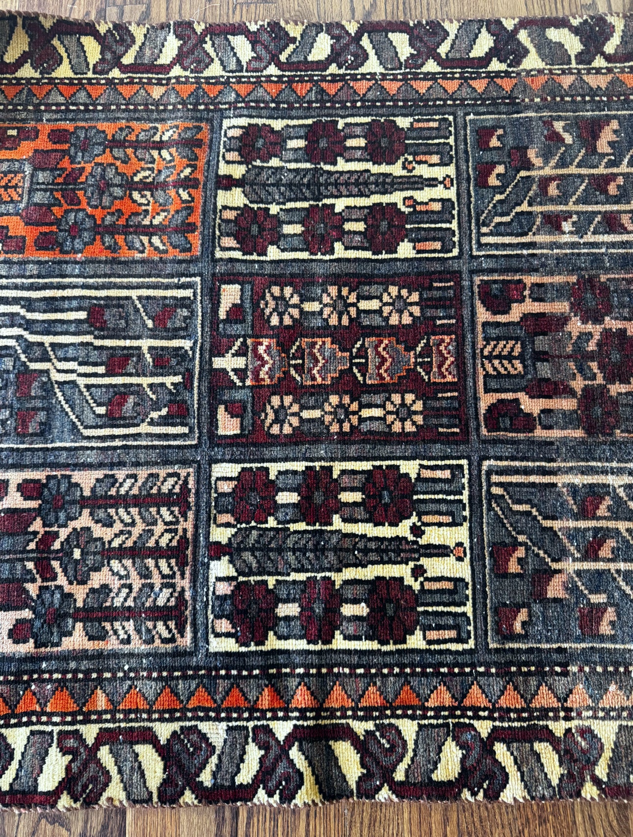 Vintage Baluch Garden Panel Rug, 3’2″ × 5’1″