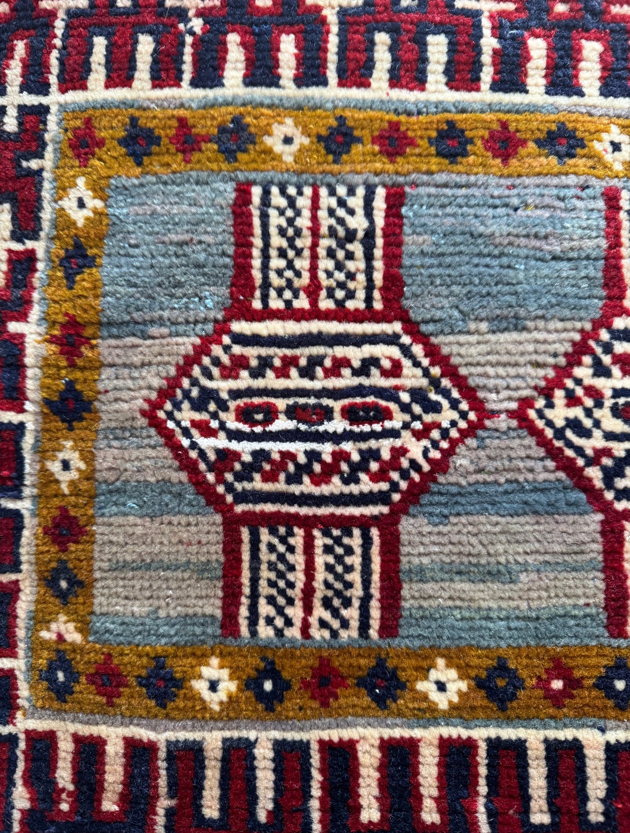 Dusty Sapphire Tribal Mat 1’10” x 2’8” Circa 1970–1990