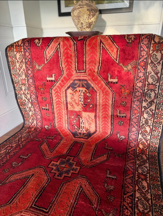Vintage Tangerine Monument Rug 4’6” × 10’4”