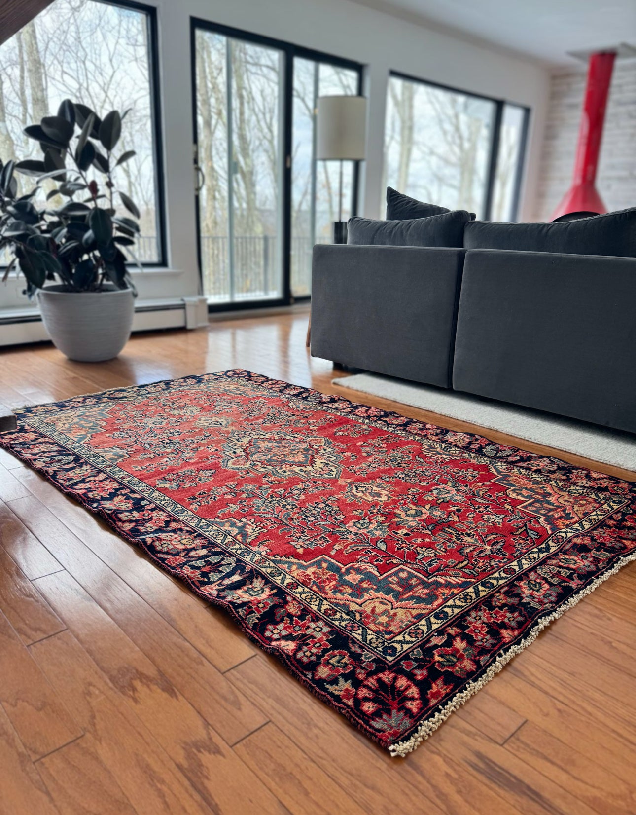Vintage Anatolian Floral Rug 4’ 3 x 7’