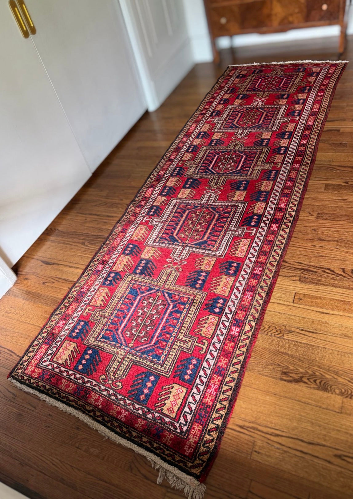 Vintage Red Framework Runner 3’3 x 10