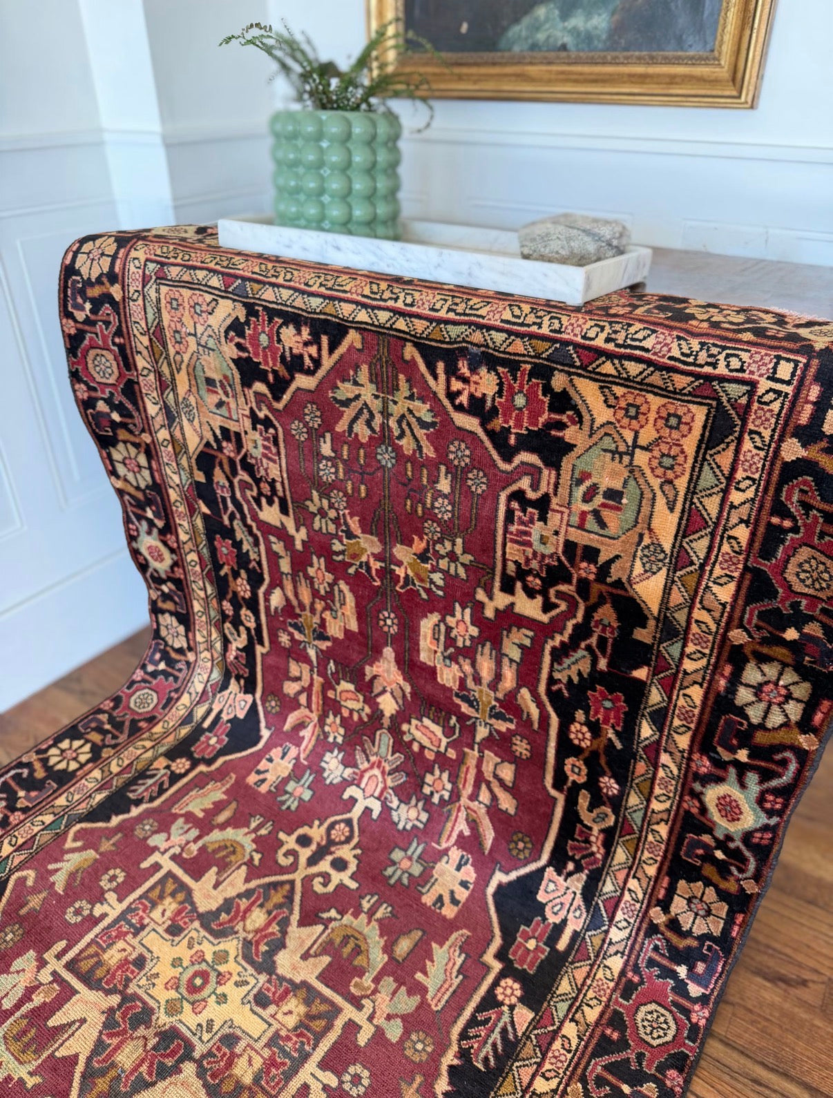 Vintage Rose Ledger( Heriz–Ahar region) 4’4 x 9’7 circa 1930-1940