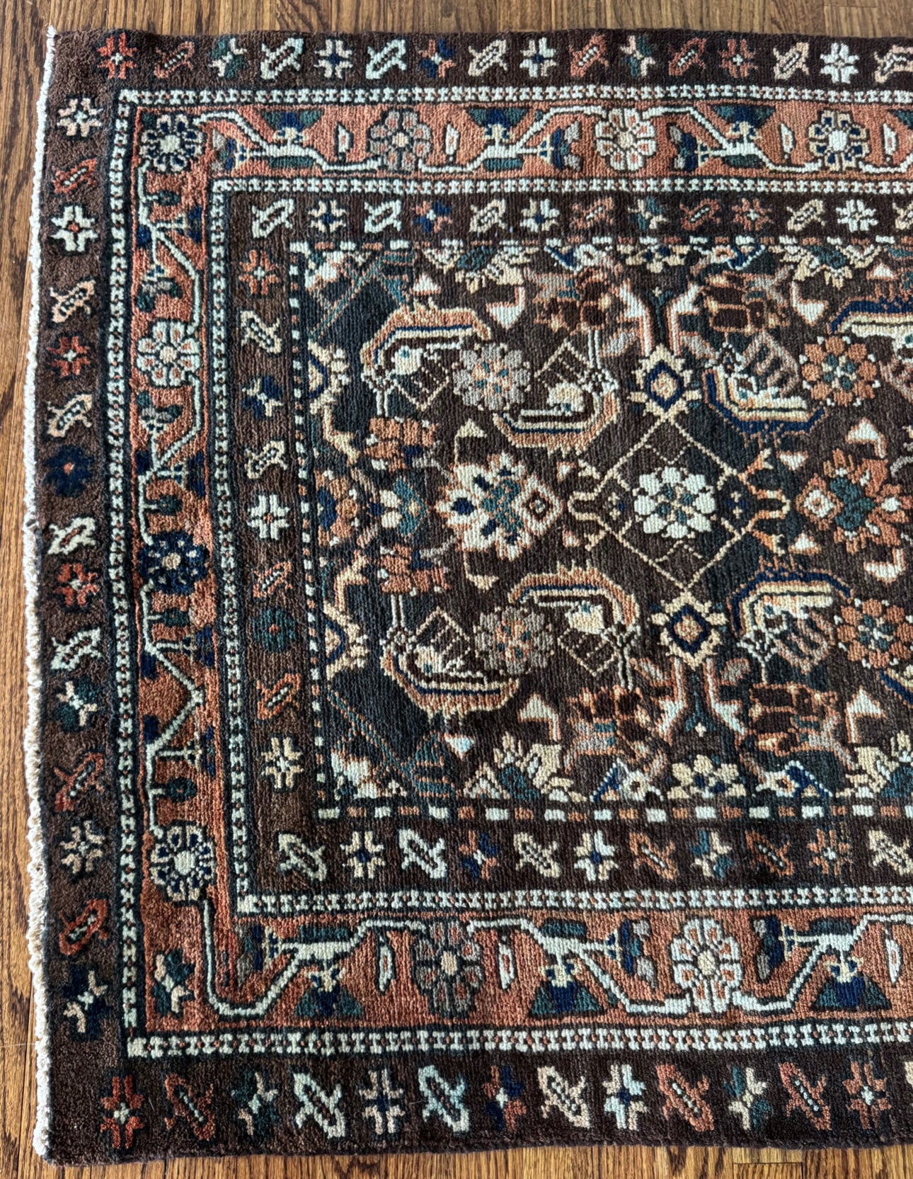 Vintage Walnut Diamond Malayer 3’6 x 10’1