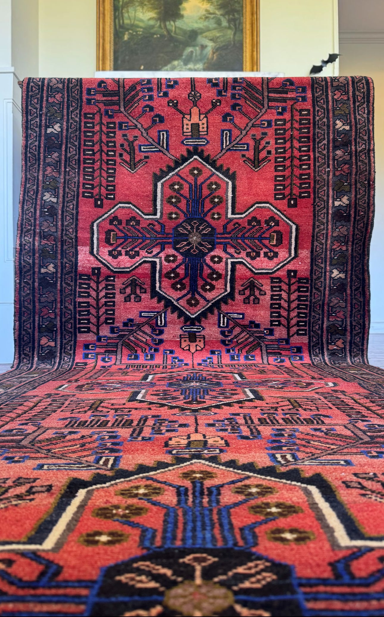 Vintage Cobalt Heriz Runner | 3’6 x 9’1 | Circa 1950s–1970s