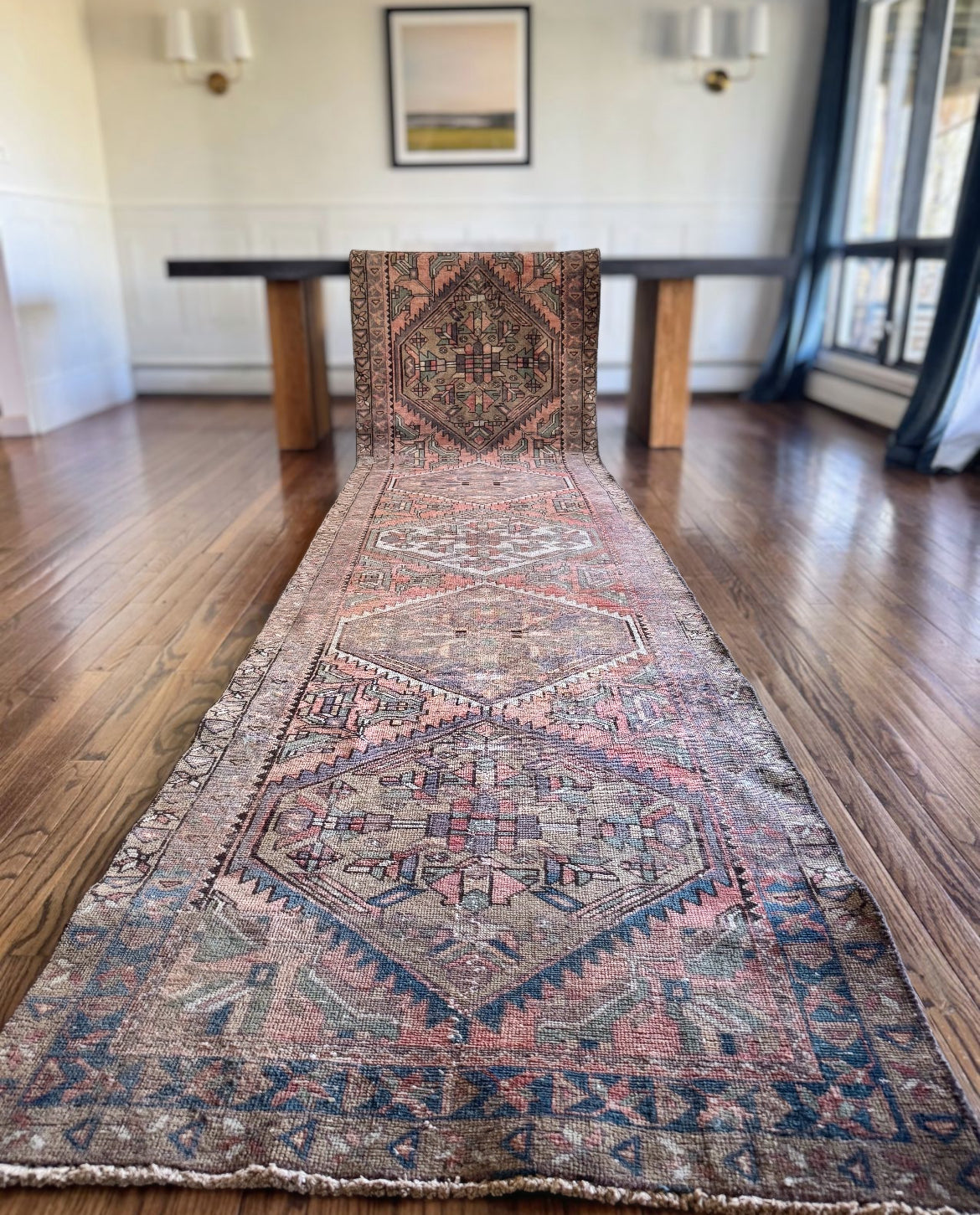 Vintage Anatolian Tulip runner 3’3x13’