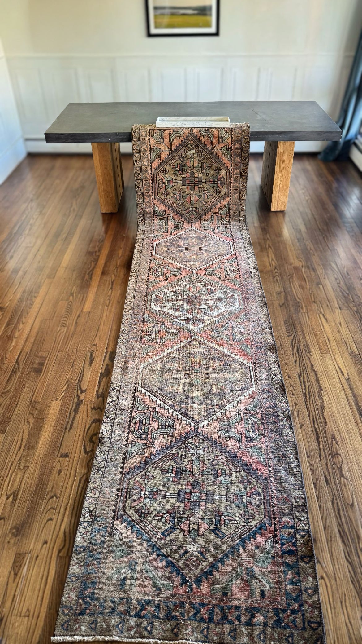 Vintage Anatolian Tulip runner 3’3x13’
