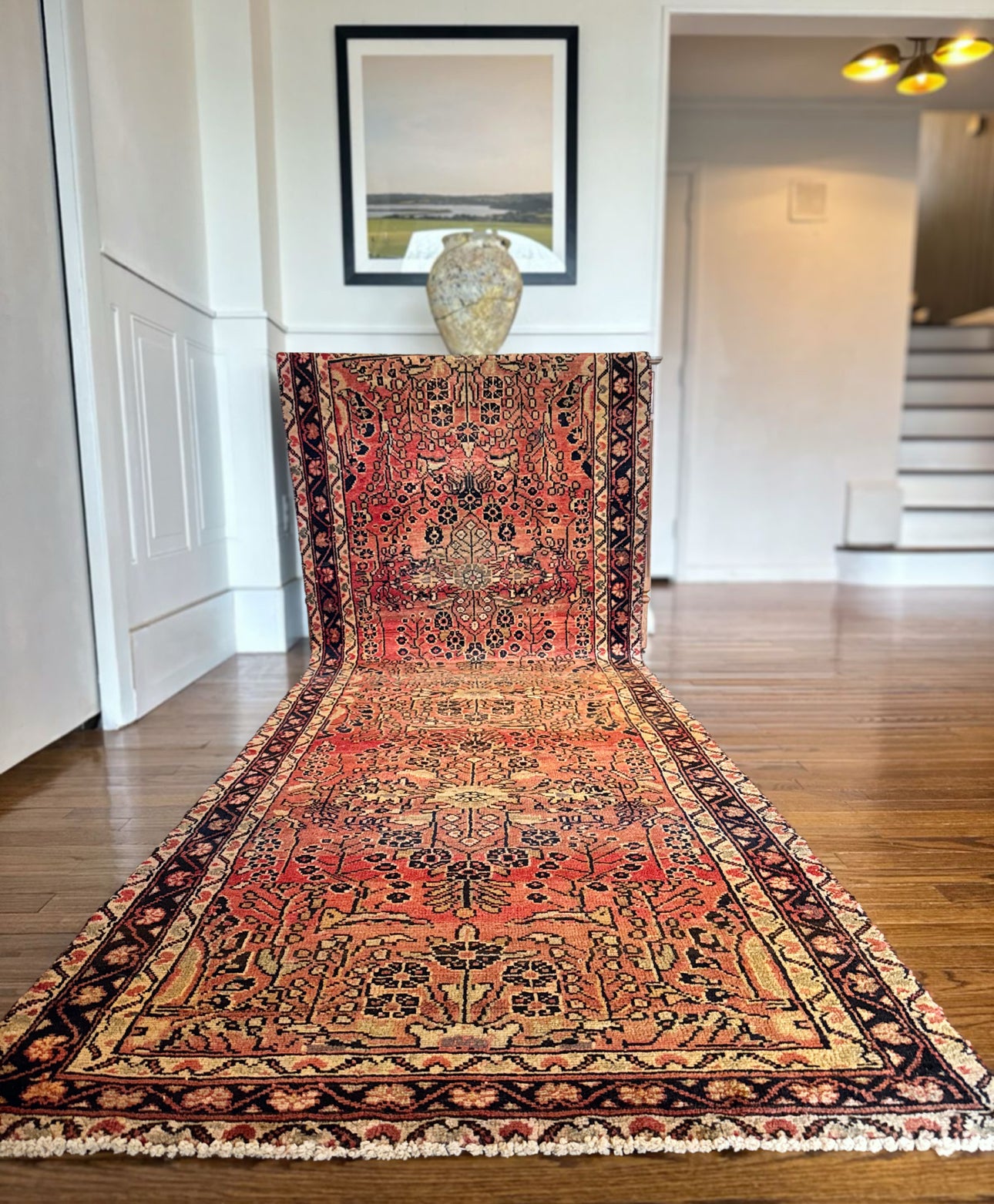Vintage handmade Anatolian botanical rug 3’4 X 10’4