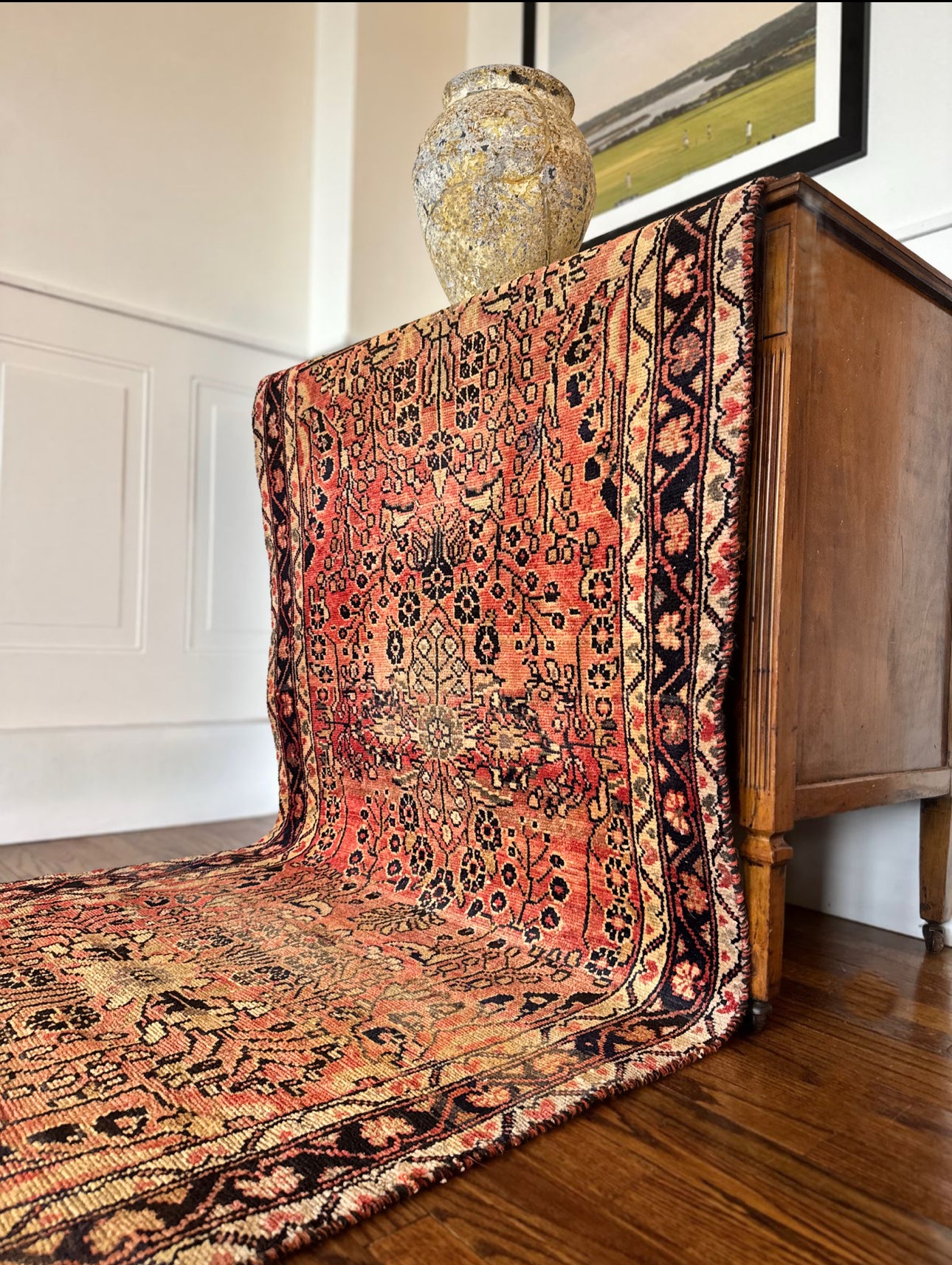 Vintage handmade Anatolian botanical rug 3’4 X 10’4