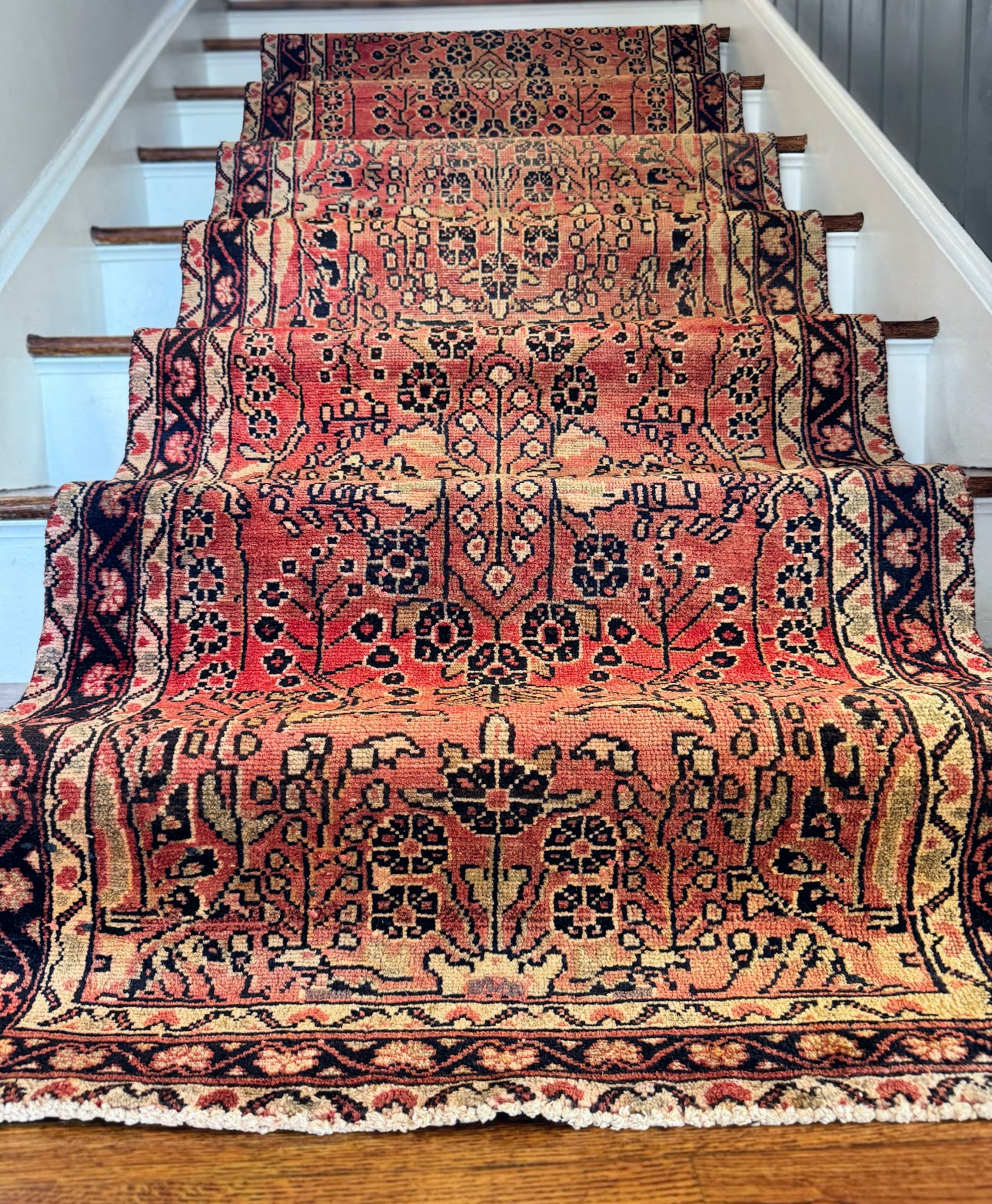 Vintage handmade Anatolian botanical rug 3’4 X 10’4