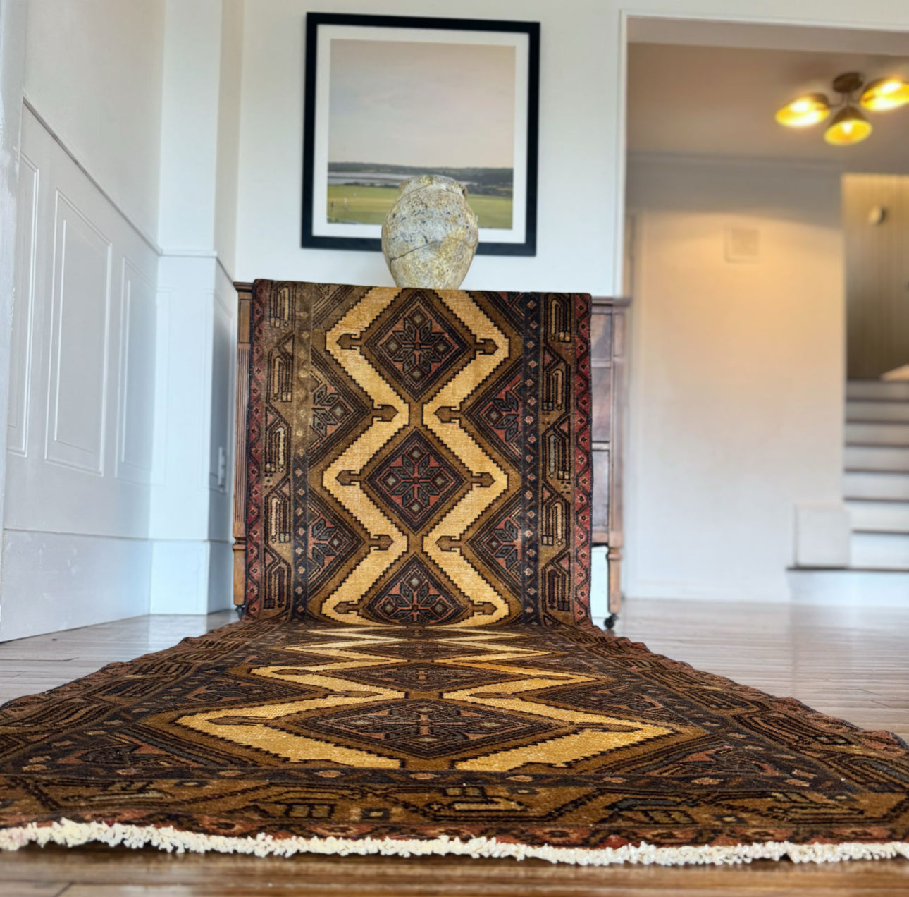 Vintage Anatolian wool rug 3’ X 9’ 4