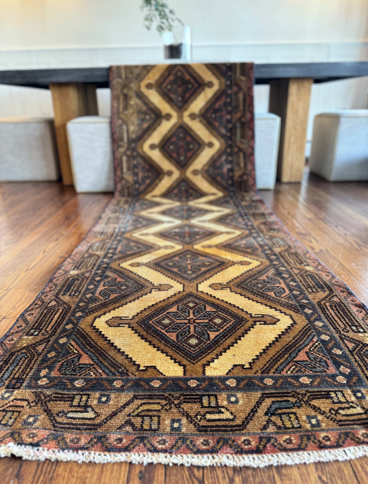 Vintage Anatolian wool rug 3’ X 9’ 4