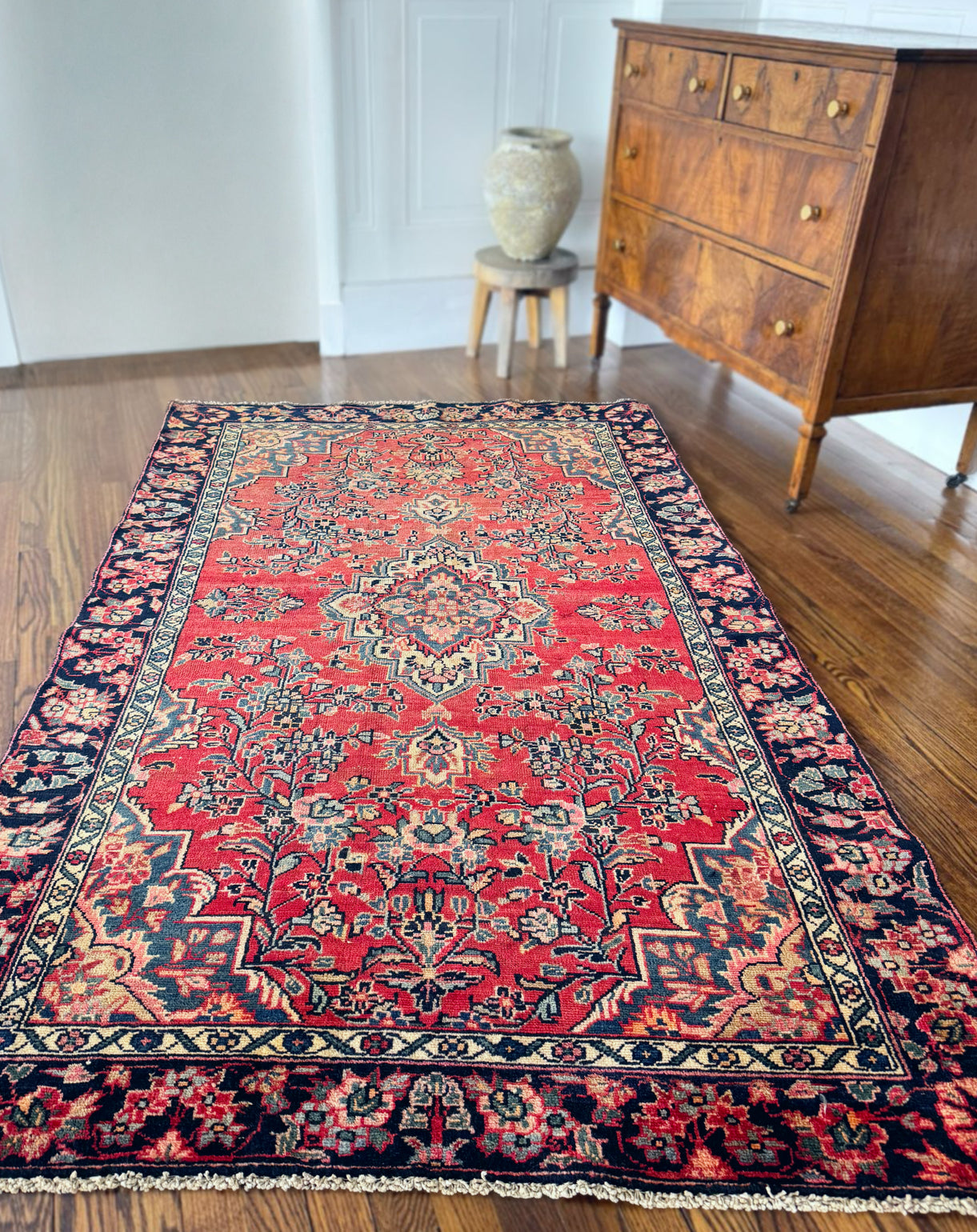 Vintage Anatolian Floral Rug 4’ 3 x 7’