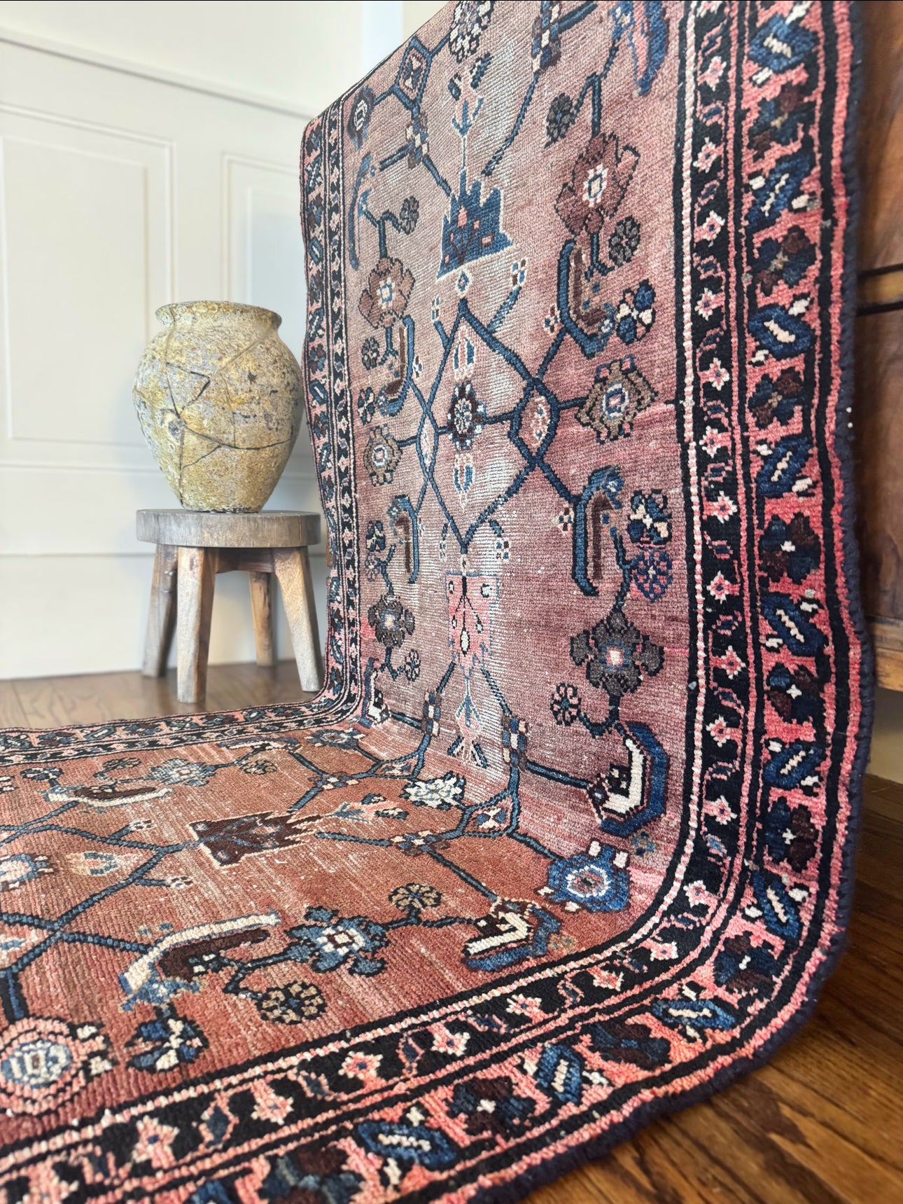 Vintage veggie dyed hand-knotted runner 3’2 x 9’3