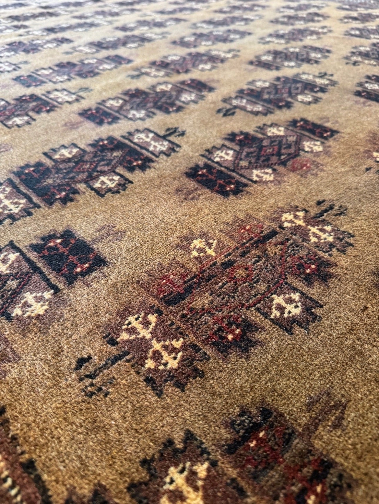 Vintage cognac and tan Turkish rug 7’4 x 9’9