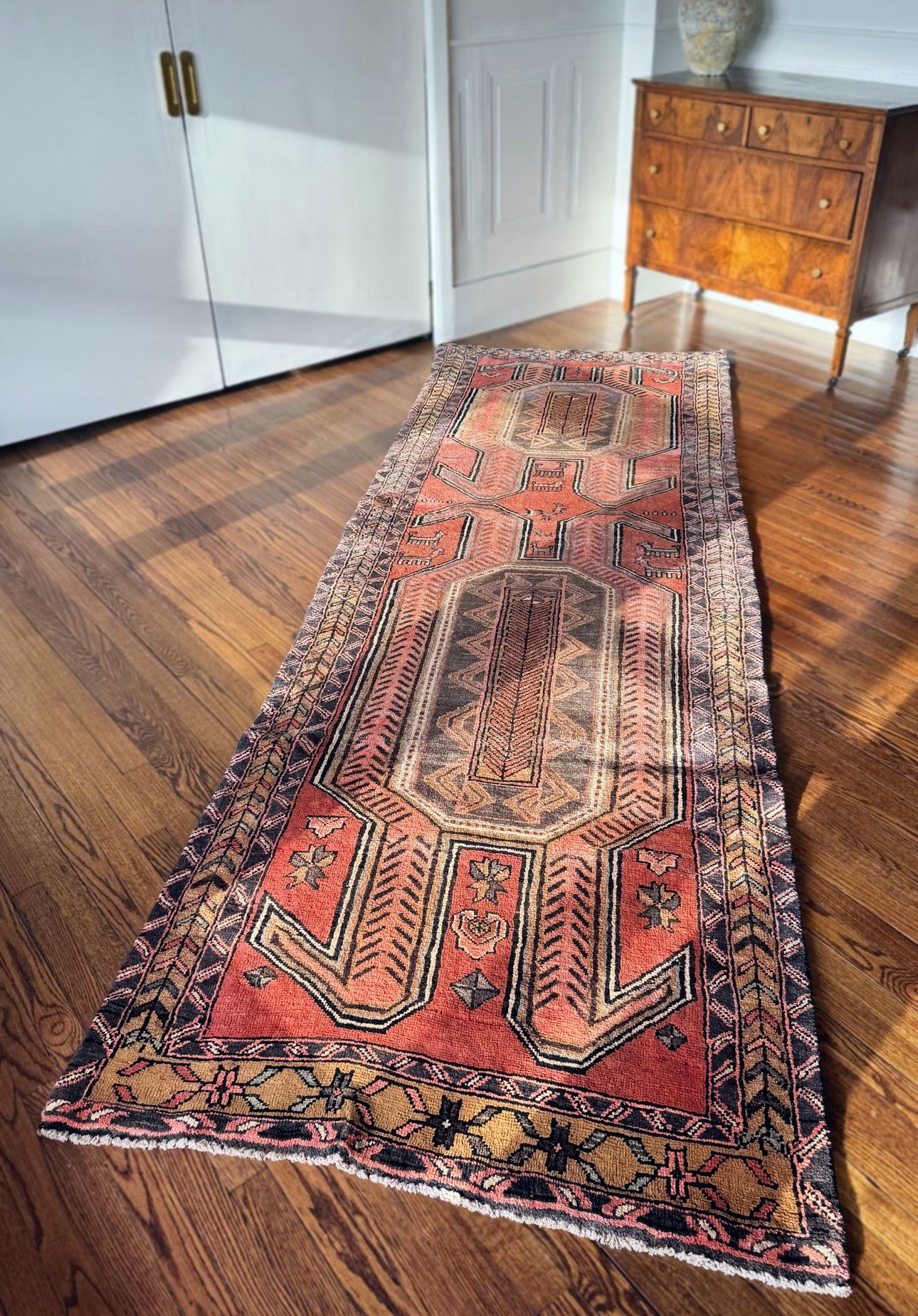 Vintage handmade Melon runner
3’8 x 11’