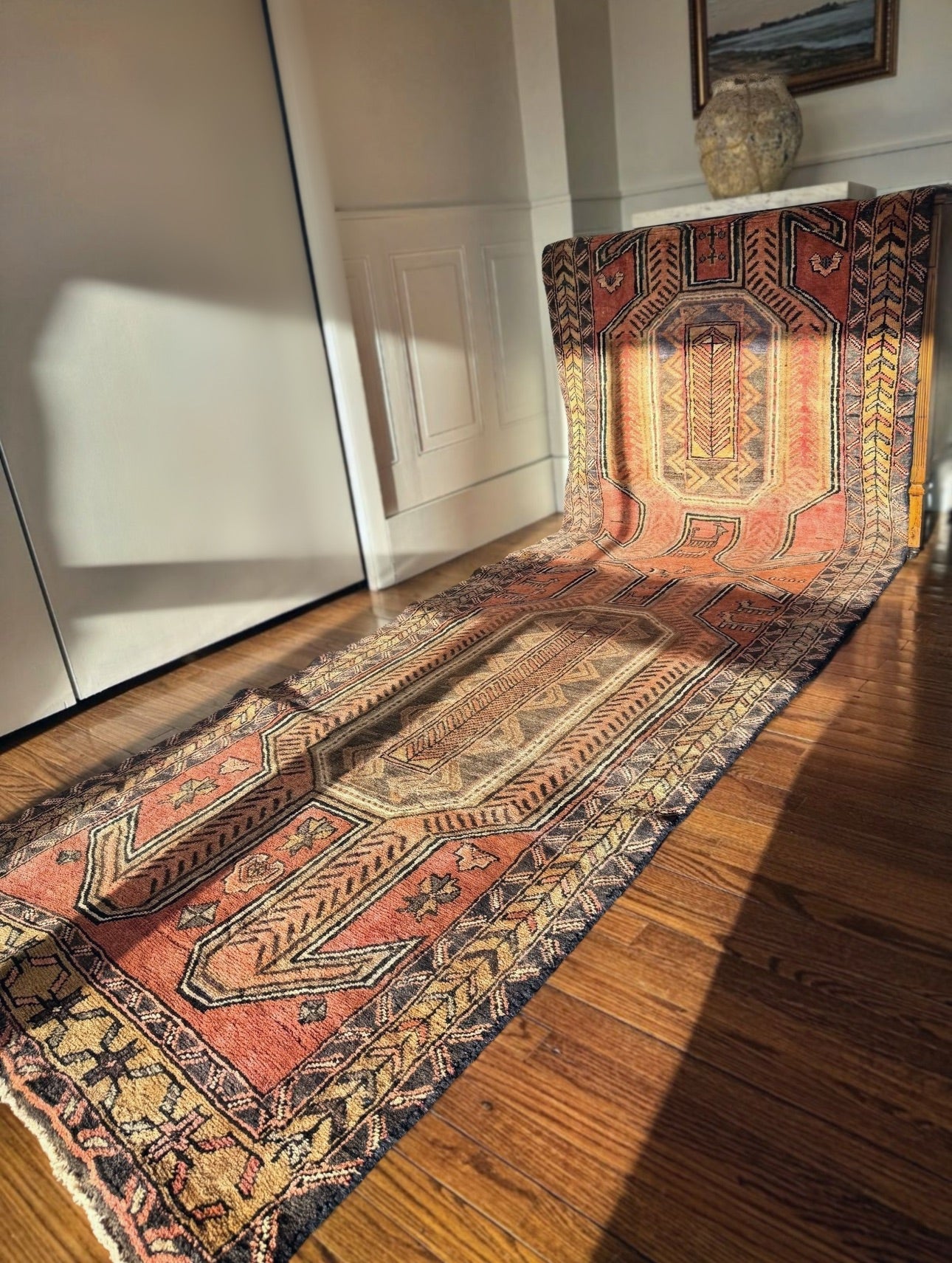 Vintage handmade Melon runner
3’8 x 11’