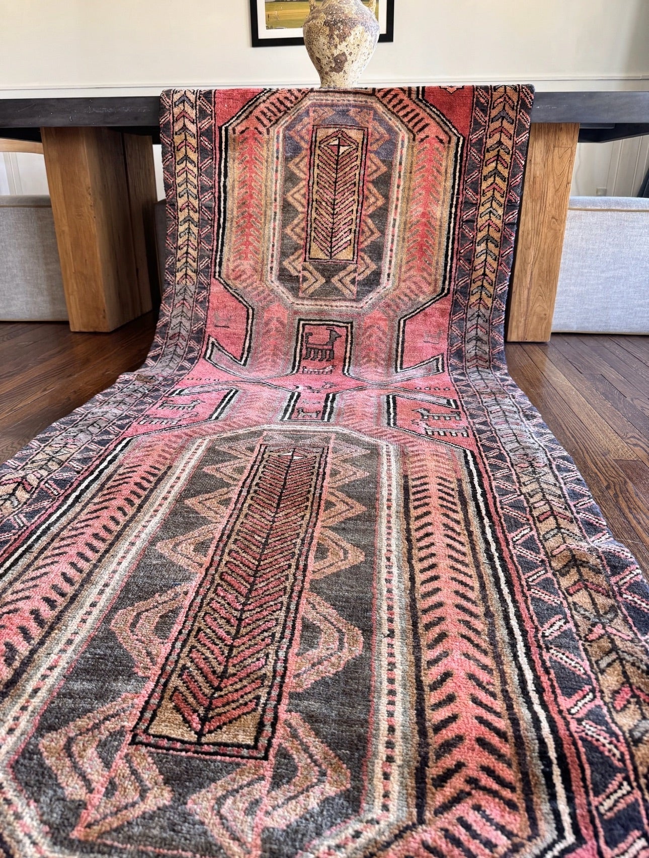 Vintage handmade Melon runner
3’8 x 11’