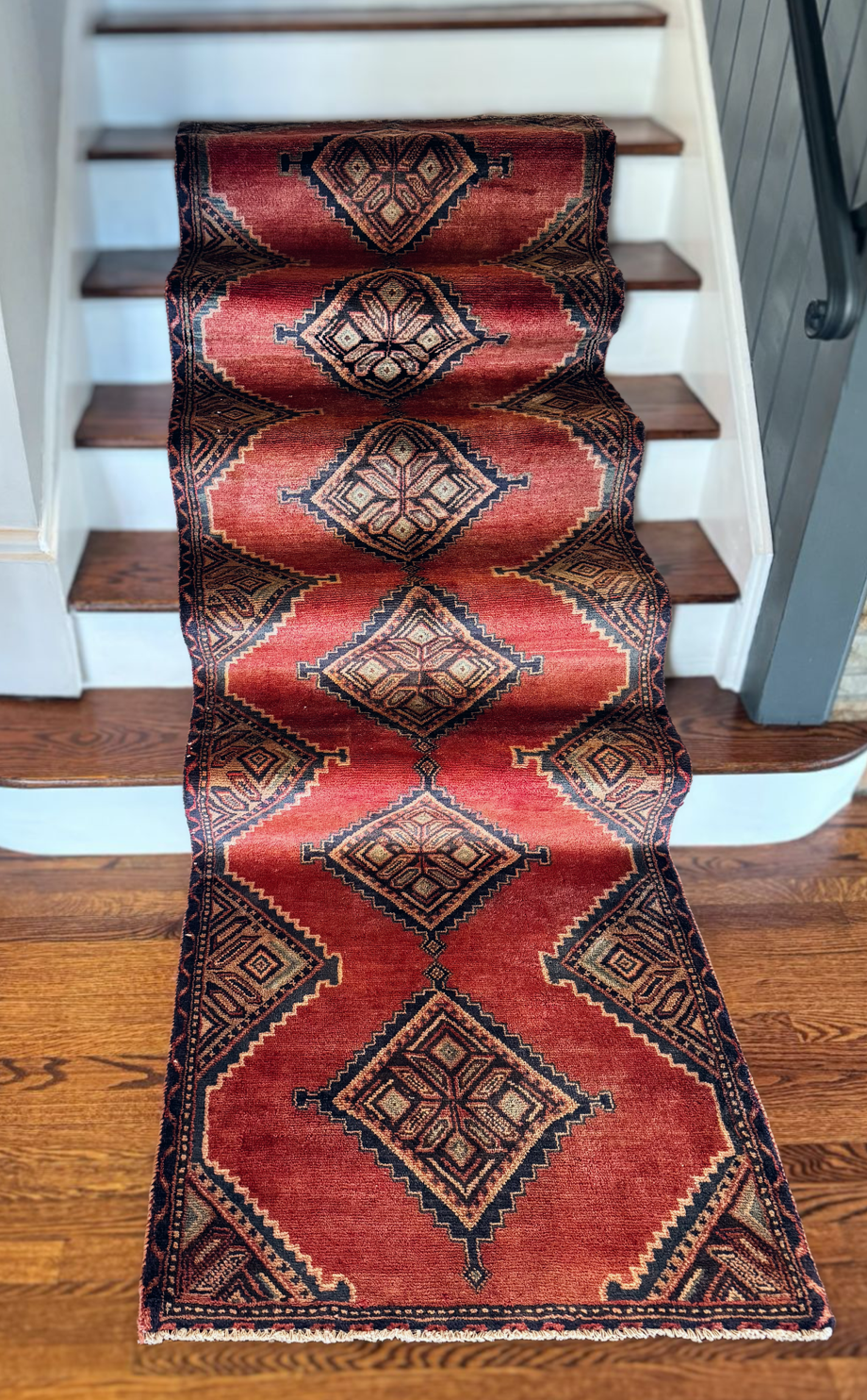 Vintage Handmade diamond runner 3’ x 10’