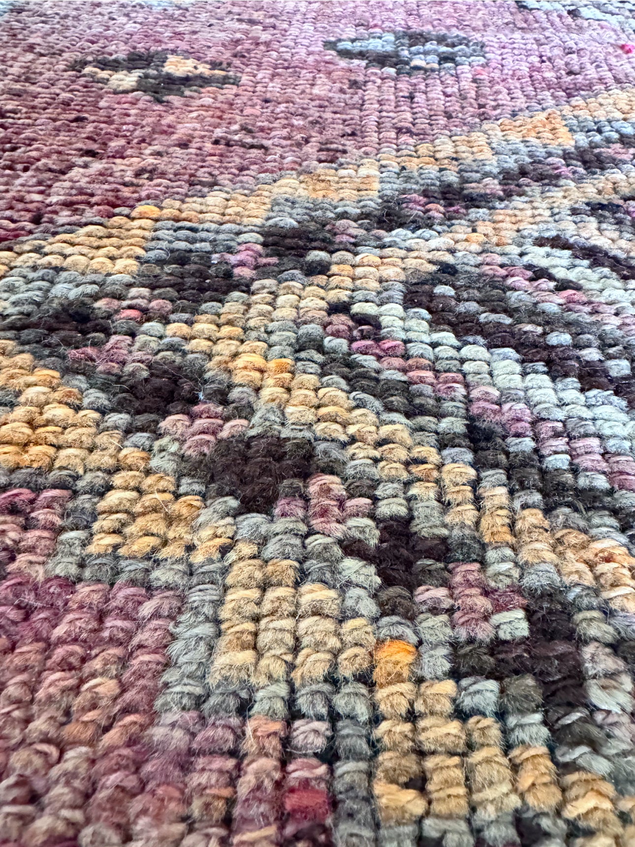 Vintage hand knotted veggie dyed Herki runner 4’6” x 12’10”