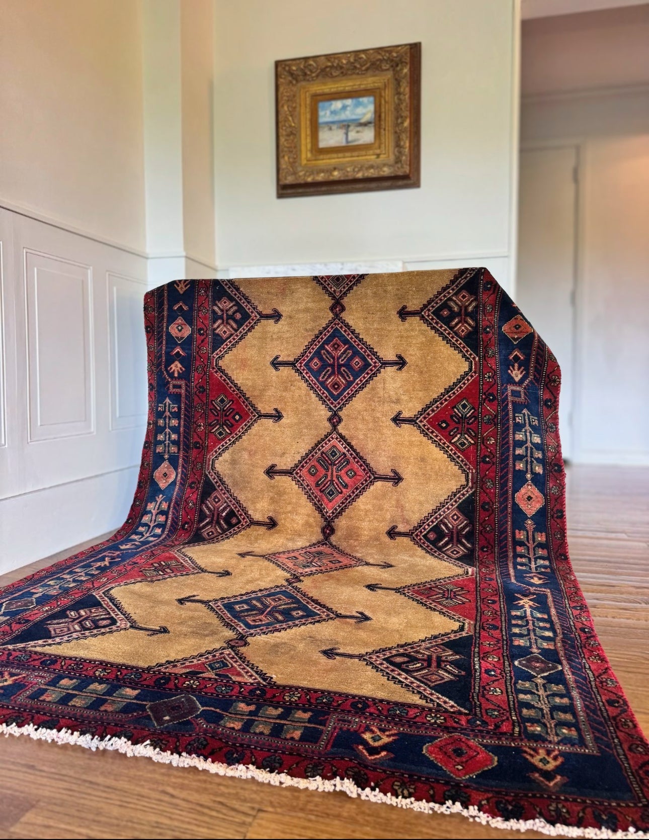 Vintage Nomadic Kazak Rug with Arrow Medallions 4’9 x 7’5