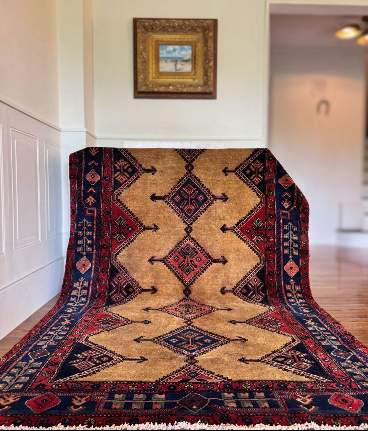 Vintage Nomadic Kazak Rug with Arrow Medallions 4’9 x 7’5