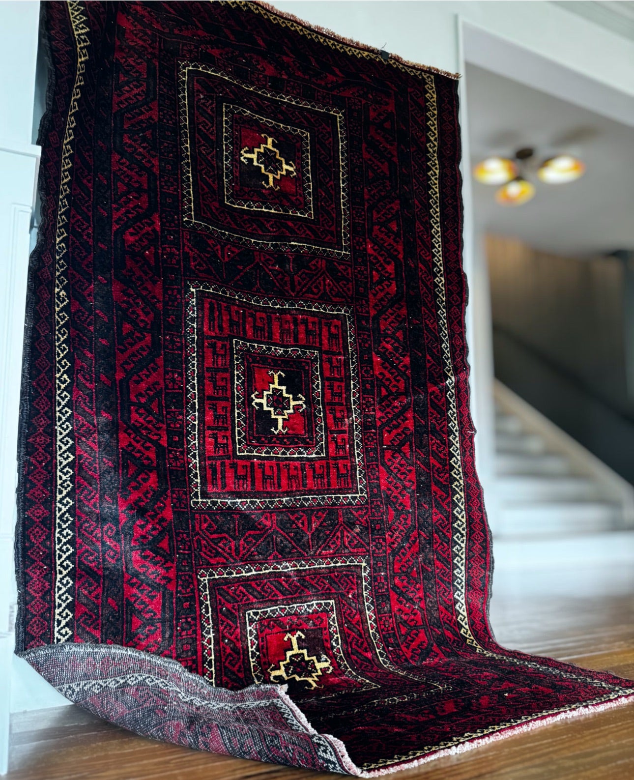 Vintage Hand-knotted Baluchi rug 4’3 x 7’5